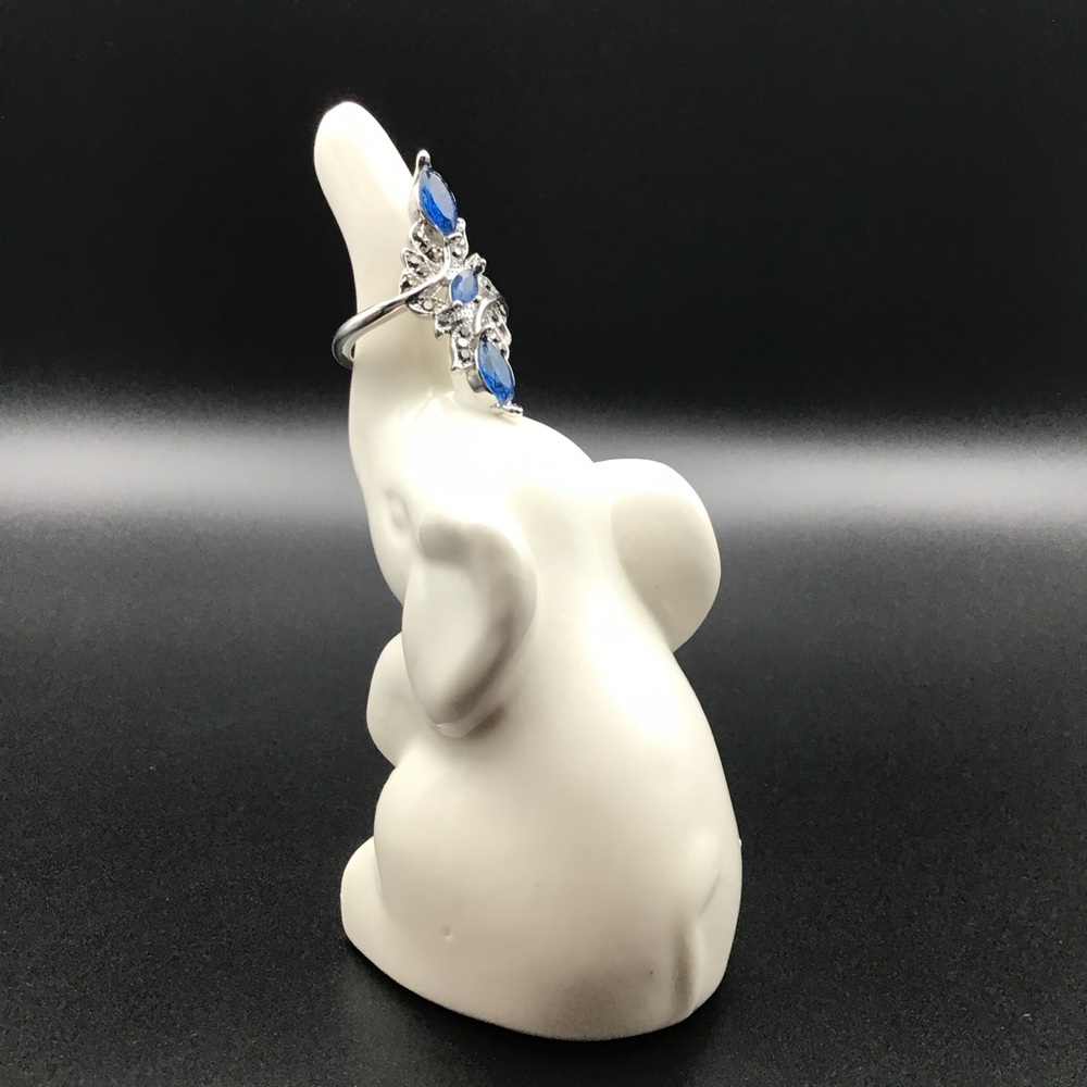 SOLD Blue Rhinestone Cocktail Ring - Picture 3 of 4